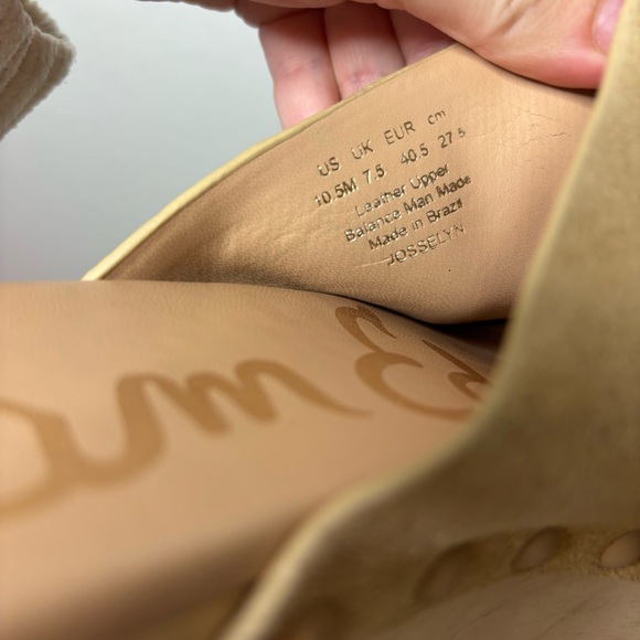 New Sam Edelman Josselyn Tan Suede Platform Wooden Mules Clogs Size 10.5 - Picture 7 of 7